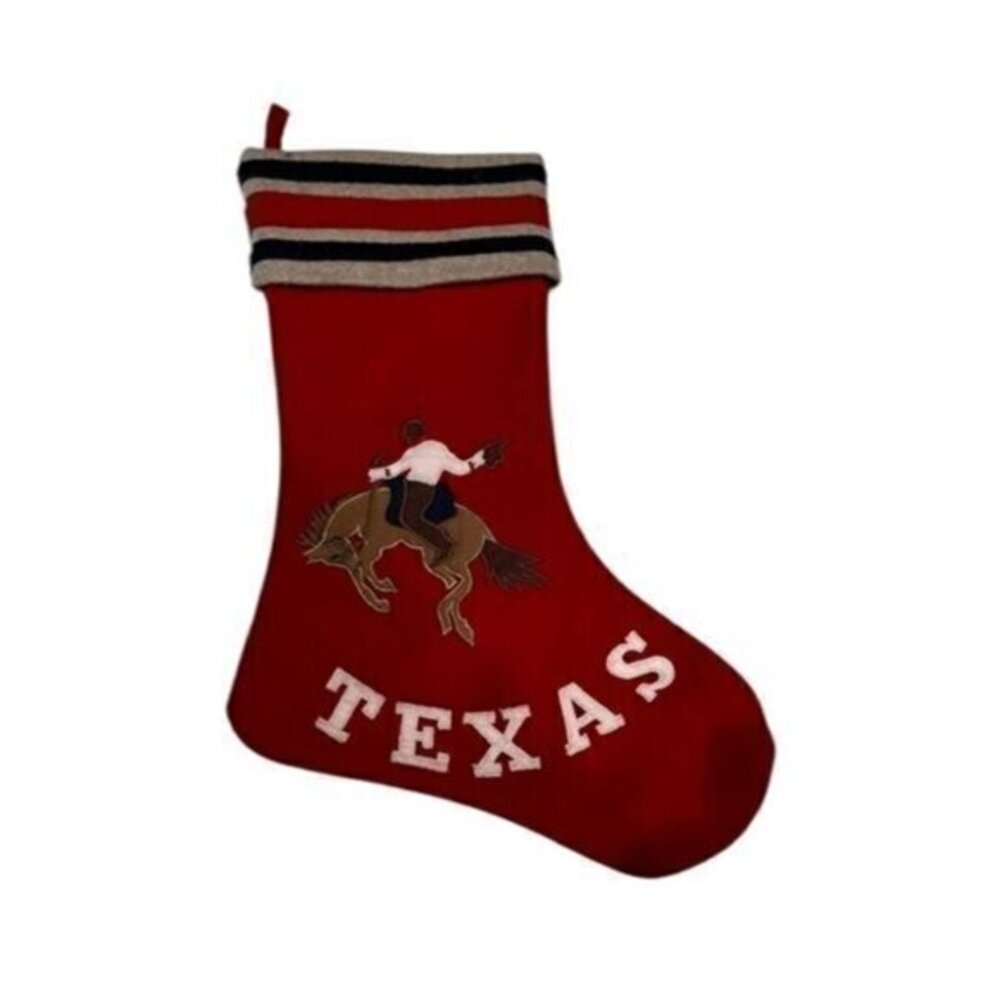 Texas Cowboy Horse Red Christmas Stocking